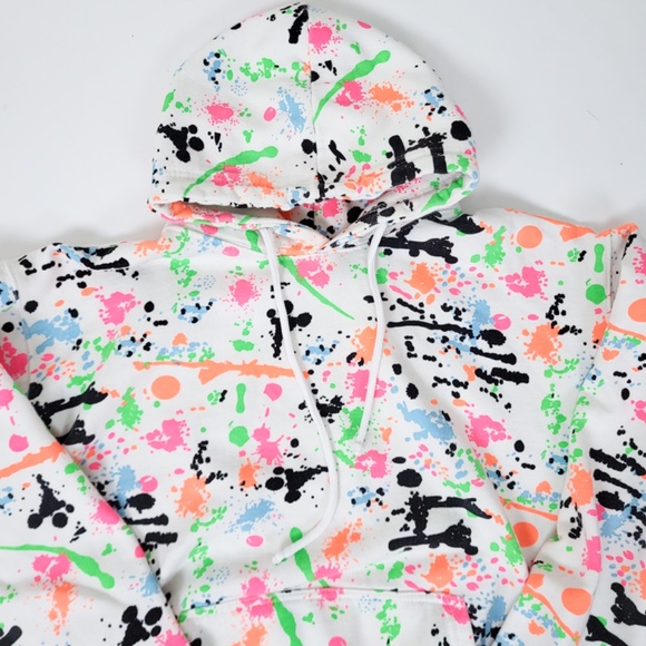 Vintage 80's sweatshirt hoodie splatter paint - Picture 3 of 10